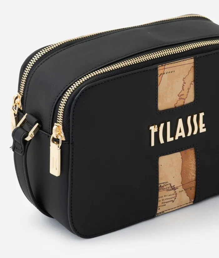 Journey Geo Small TwoZip Reporter Crossbody Bag Black Woman Alviero Martini Crossbody Bags