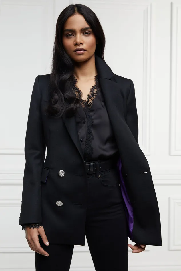 Jubilee Double Breasted Blazer Black Twill Women Holland Cooper Jackets