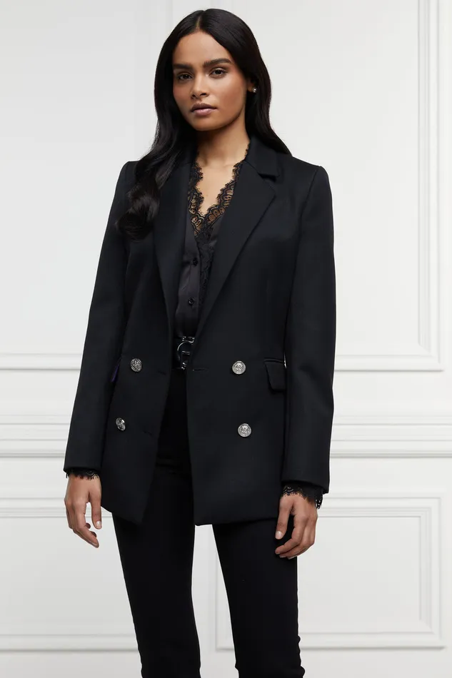 Jubilee Double Breasted Blazer Black Twill Women Holland Cooper Jackets Jubilee Double Breasted Blazer Black Twill Women Holland Cooper Jackets