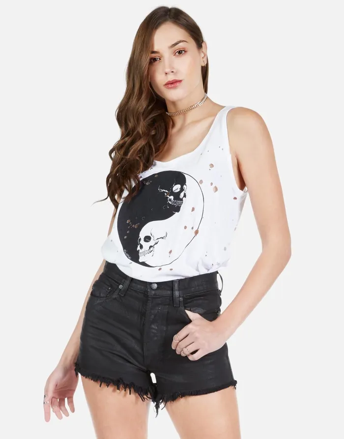Julianna Skull Yin Yang White Women039s Lauren Moshi Tanks