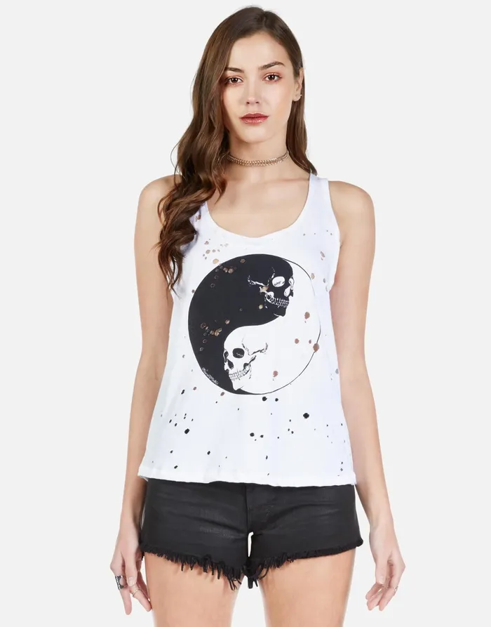 Julianna Skull Yin Yang White Women039s Lauren Moshi Tanks