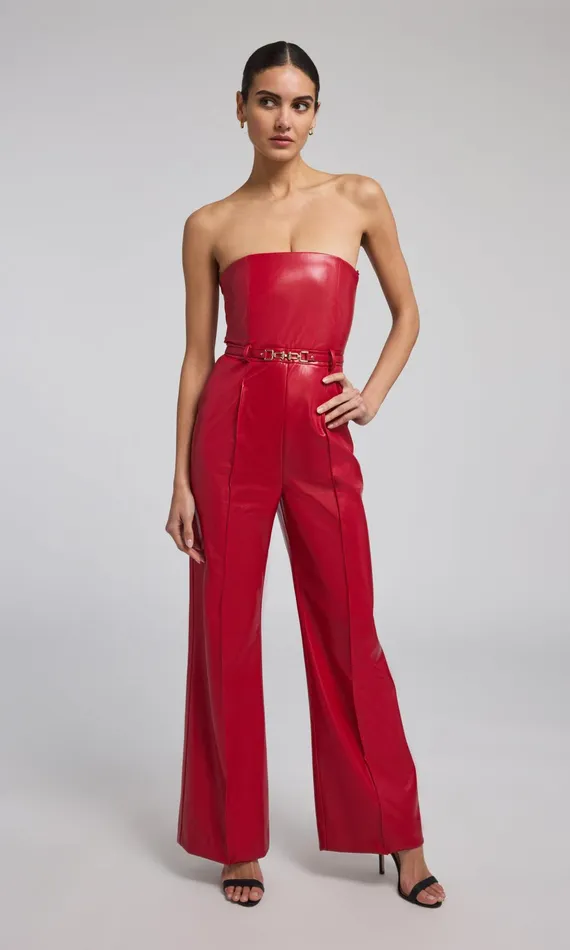 Jumpsuits and Rompers Women Generation Love Clothing Cristelle Vegan Leather Jumpsuit Ruby