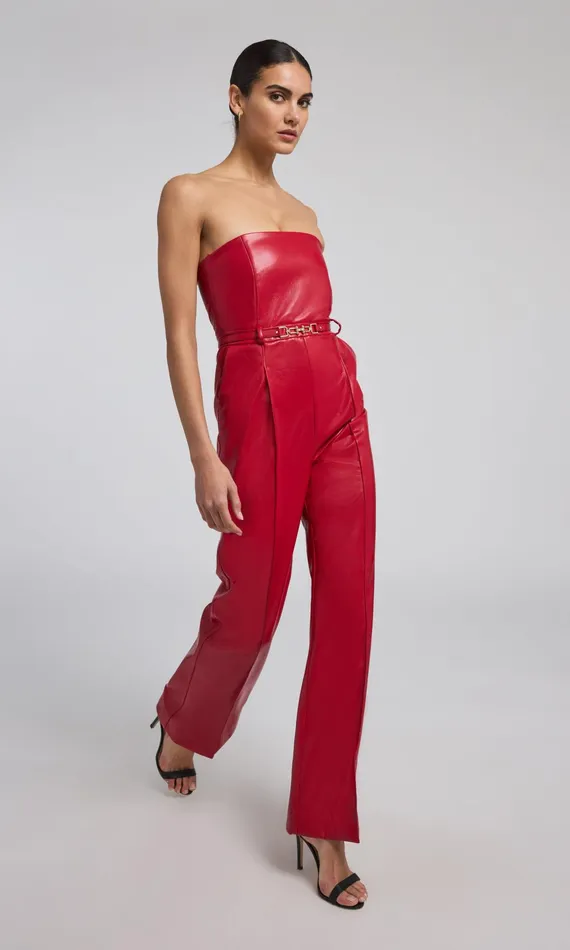 Jumpsuits and Rompers Women Generation Love Clothing Cristelle Vegan Leather Jumpsuit Ruby