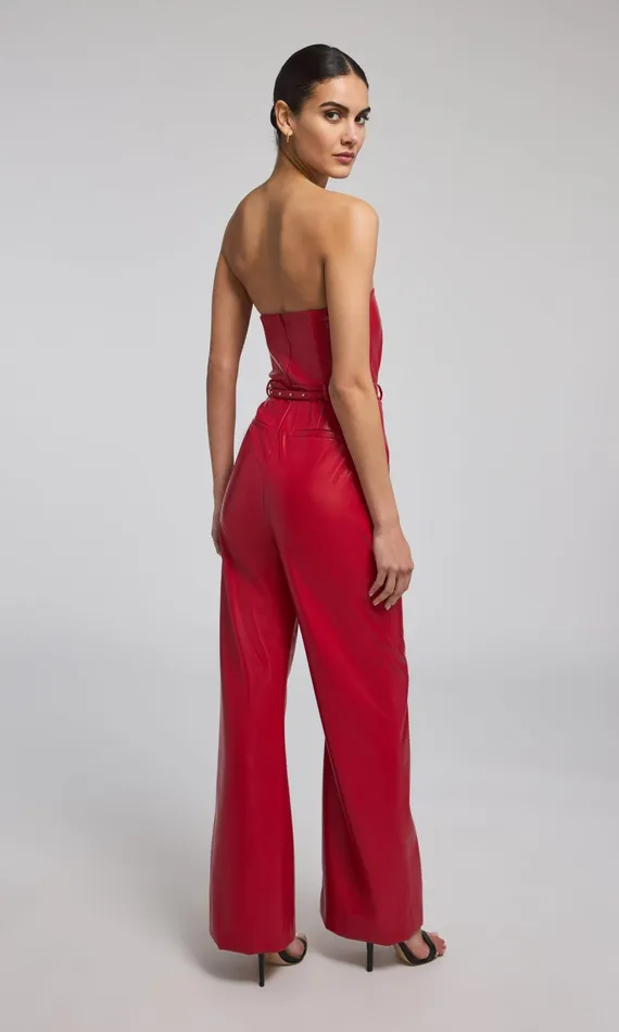 Jumpsuits and Rompers Women Generation Love Clothing Cristelle Vegan Leather Jumpsuit Ruby