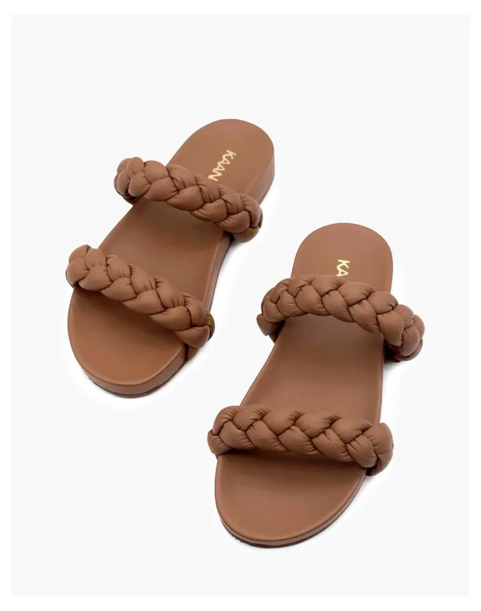 KAANAS Coco Chunky Braided Pool Slides Coffee Women Madewell Sandals