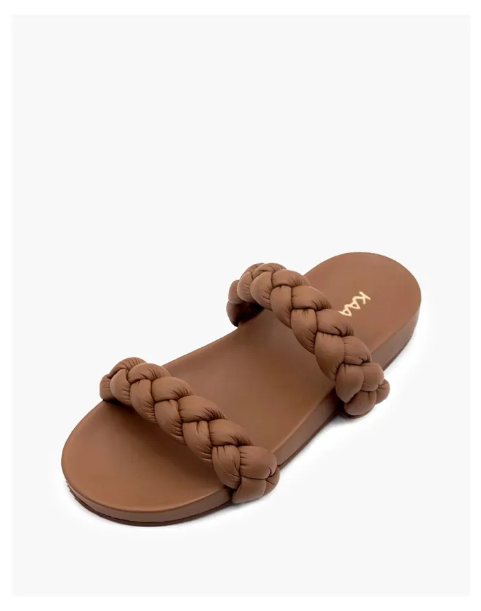 KAANAS Coco Chunky Braided Pool Slides Coffee Women Madewell Sandals