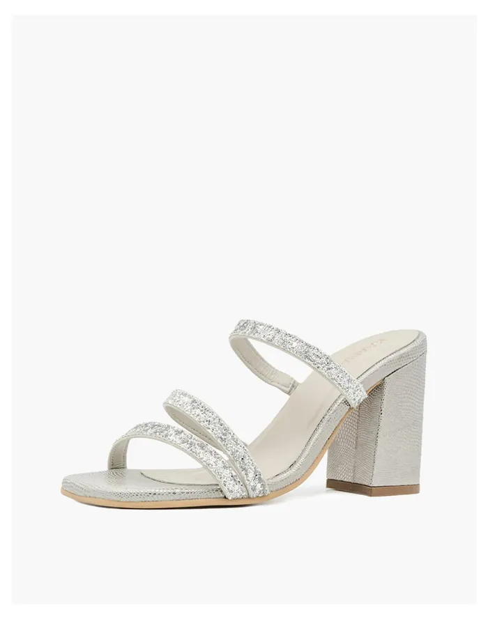 KAANAS Mercer Glittery Strap Heels Silver Women Madewell Heels KAANAS Mercer Glittery Strap Heels Silver Women Madewell Heels