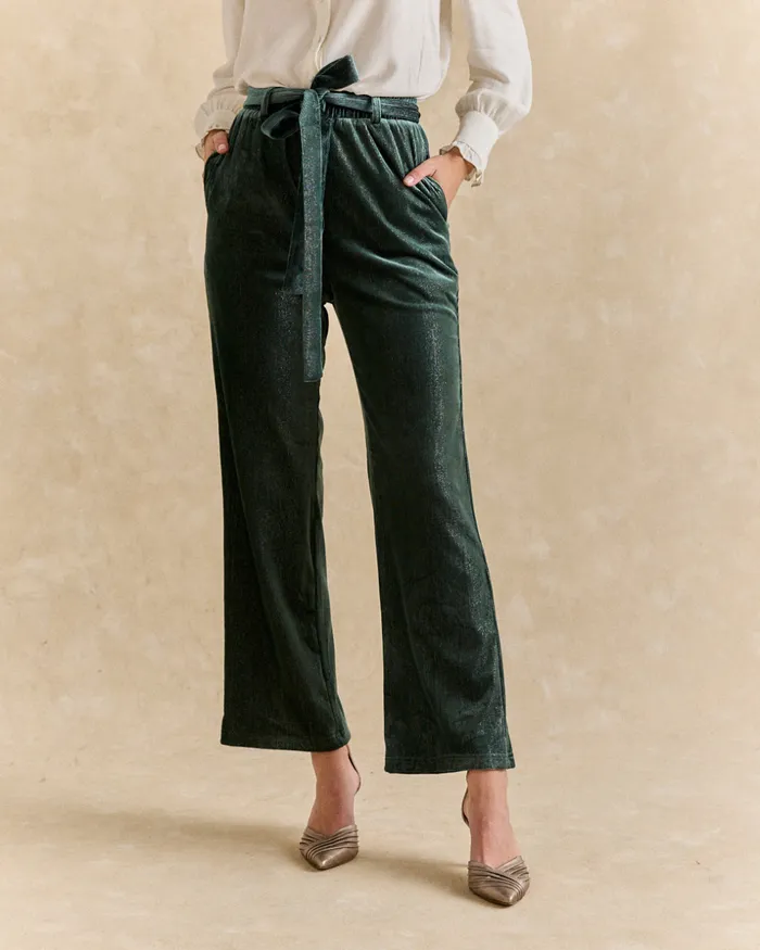 Katie Velvet Pants Eucalyptus Women Polin Et Moi Trousers