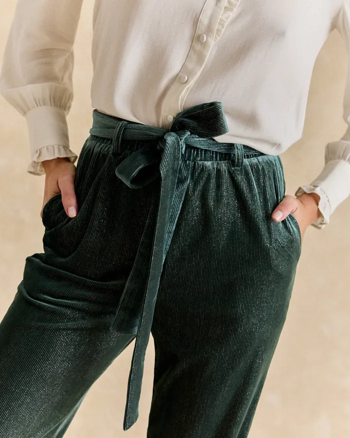 Katie Velvet Pants Eucalyptus Women Polin Et Moi Trousers Katie Velvet Pants Eucalyptus Women Polin Et Moi Trousers