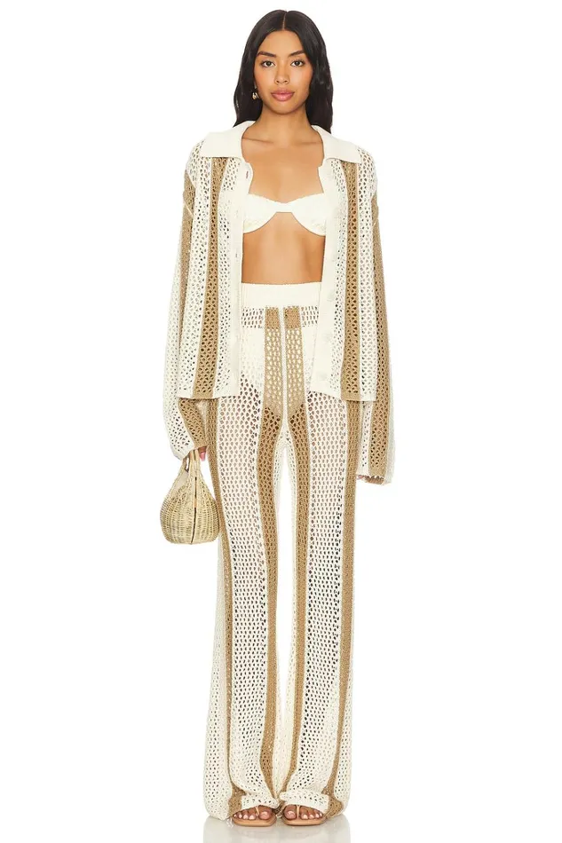 Kerim Stripe Top Ivory and Beige Stripe Women Lovers Friends Sweaters and Knits Kerim Stripe Top Ivory and Beige Stripe Women Lovers Friends Sweaters and Knits