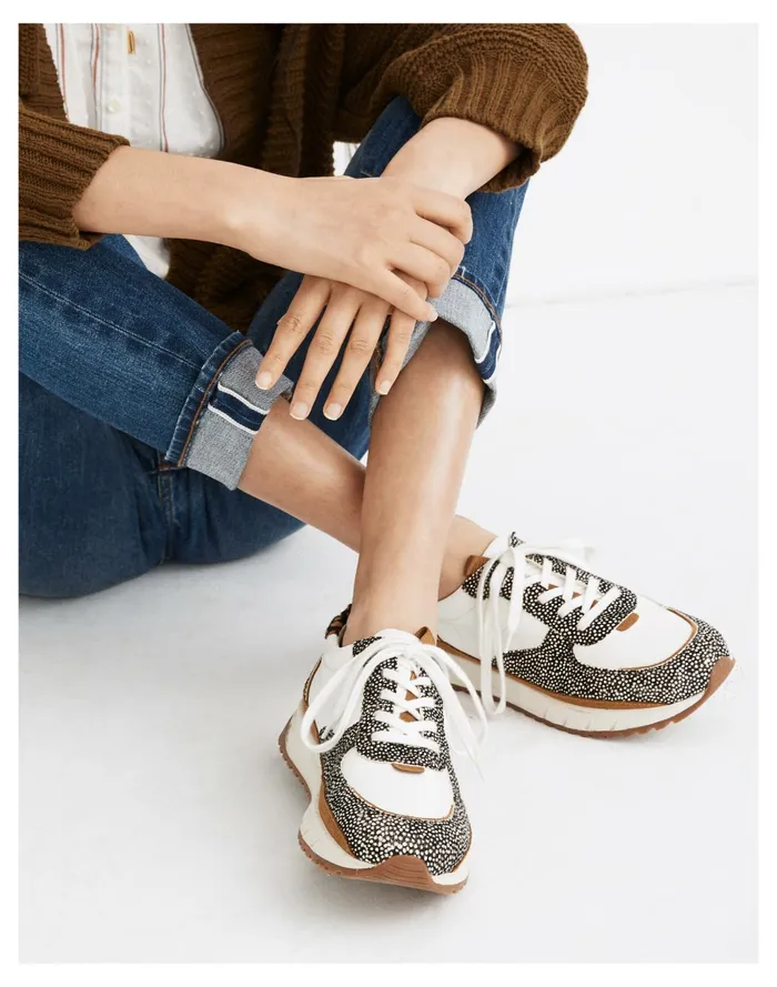 Kickoff Trainer Sneakers In Leather And Spot Mix Calf Hair Olive Grove Multi Women Madewell Sneakers Kickoff Trainer Sneakers In Leather And Spot Mix Calf Hair Olive Grove Multi Women Madewell Sneakers