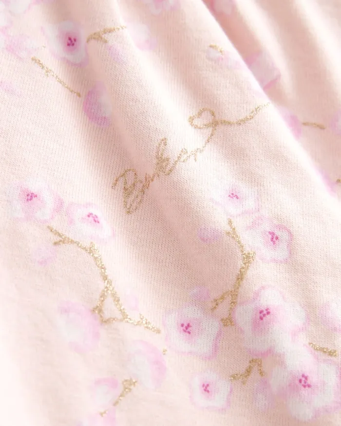 Kids ABIGAAL 8211 Long Sleeve Floral Print Jersey Dress Pink Ted Baker Dresses