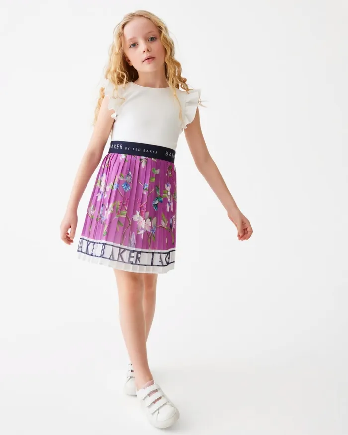 Kids ADOREY 8211 Branded Floral Skirt Mockable Dress Plum Ted Baker Dresses Kids ADOREY 8211 Branded Floral Skirt Mockable Dress Plum Ted Baker Dresses