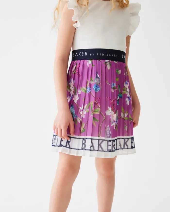 Kids ADOREY 8211 Branded Floral Skirt Mockable Dress Plum Ted Baker Dresses Kids ADOREY 8211 Branded Floral Skirt Mockable Dress Plum Ted Baker Dresses