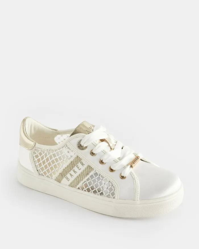 Kids AMEEYLA 8211 Diamante Mesh Panel Satin Trainers Ivory Ted Baker Older Girls Kids AMEEYLA 8211 Diamante Mesh Panel Satin Trainers Ivory Ted Baker Older Girls