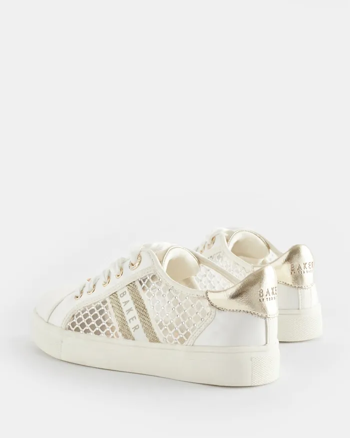 Kids AMEEYLA 8211 Diamante Mesh Panel Satin Trainers Ivory Ted Baker Older Girls Kids AMEEYLA 8211 Diamante Mesh Panel Satin Trainers Ivory Ted Baker Older Girls