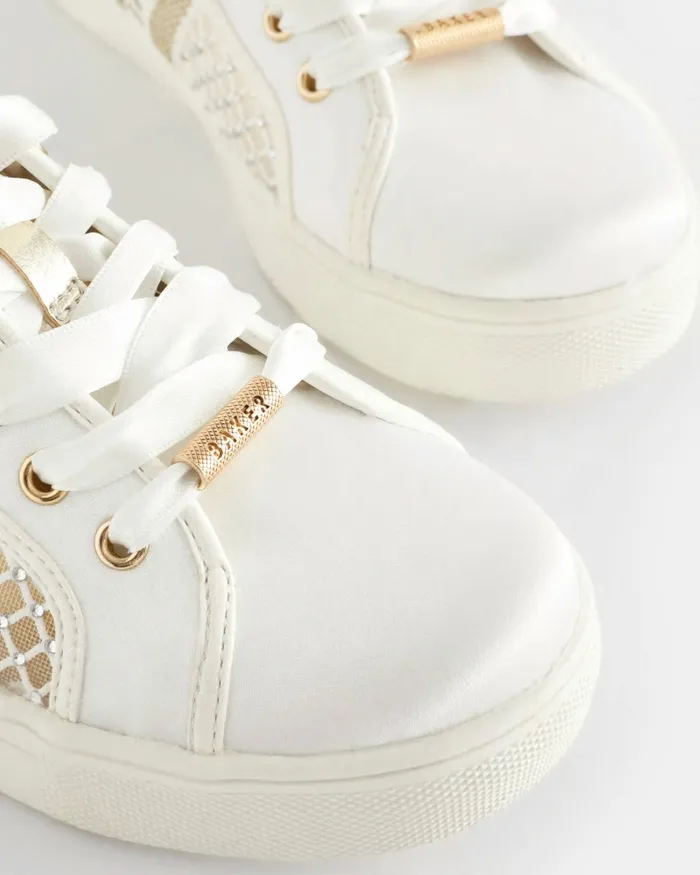 Kids AMEEYLA 8211 Diamante Mesh Panel Satin Trainers Ivory Ted Baker Older Girls Kids AMEEYLA 8211 Diamante Mesh Panel Satin Trainers Ivory Ted Baker Older Girls