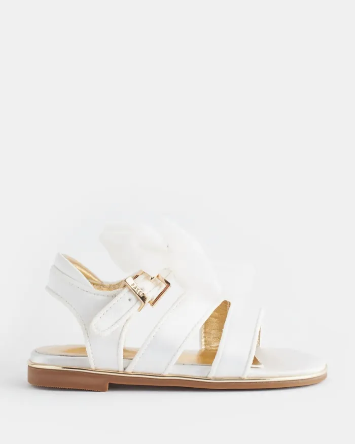 Kids BELLSIA 8211 Strappy Satin Sandals With Organza Bow Ivory Ted Baker Younger Girls Kids BELLSIA 8211 Strappy Satin Sandals With Organza Bow Ivory Ted Baker Younger Girls