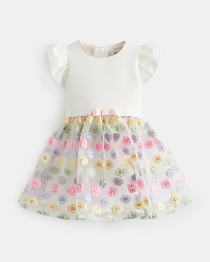 Kids BOTSY 8211 Flower Organza Mockable Dress White Ted Baker Dresses