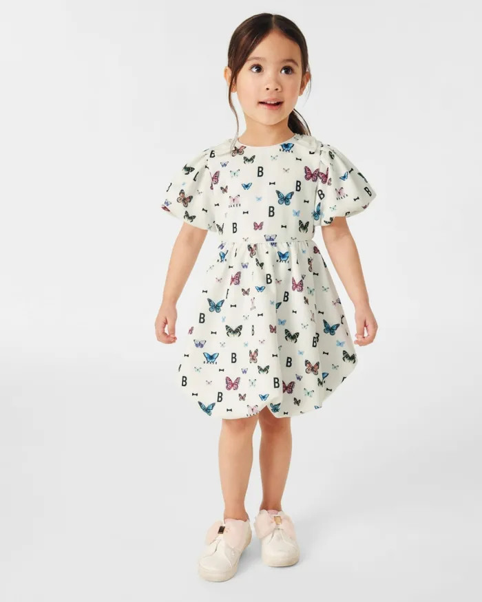 Kids CAPRHI 8211 Butterfly Print Bubble Hem Dress White Ted Baker Dresses Kids CAPRHI 8211 Butterfly Print Bubble Hem Dress White Ted Baker Dresses