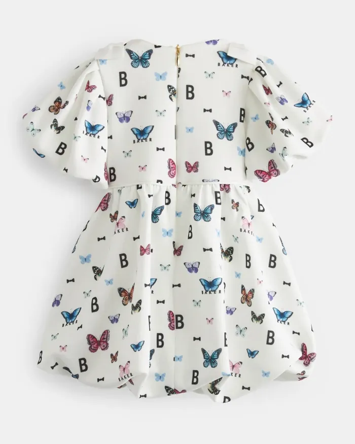 Kids CAPRHI 8211 Butterfly Print Bubble Hem Dress White Ted Baker Dresses Kids CAPRHI 8211 Butterfly Print Bubble Hem Dress White Ted Baker Dresses