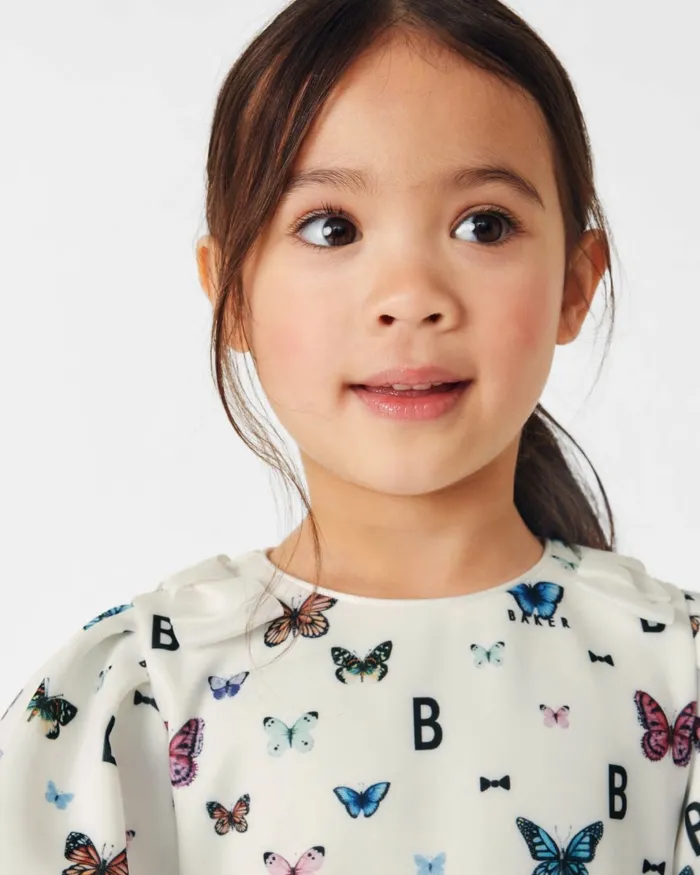Kids CAPRHI 8211 Butterfly Print Bubble Hem Dress White Ted Baker Dresses Kids CAPRHI 8211 Butterfly Print Bubble Hem Dress White Ted Baker Dresses