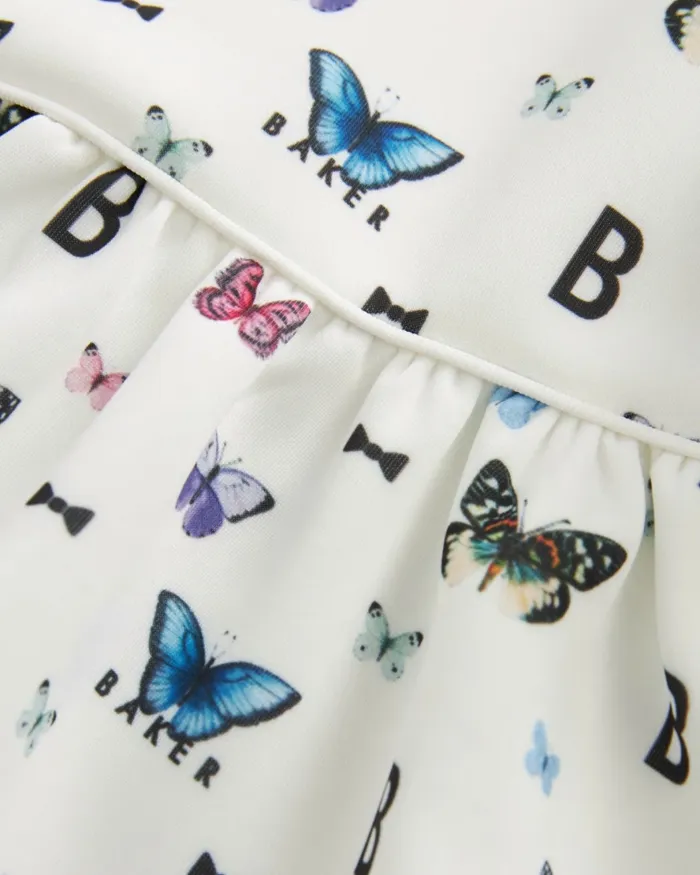 Kids CAPRHI 8211 Butterfly Print Bubble Hem Dress White Ted Baker Dresses Kids CAPRHI 8211 Butterfly Print Bubble Hem Dress White Ted Baker Dresses