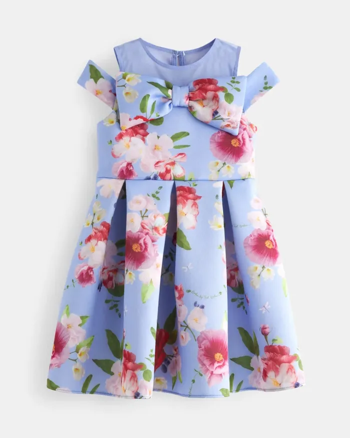 Kids CASSDEE 8211 Print Scuba Dress With Oversize Bow Blue Ted Baker Dresses Kids CASSDEE 8211 Print Scuba Dress With Oversize Bow Blue Ted Baker Dresses