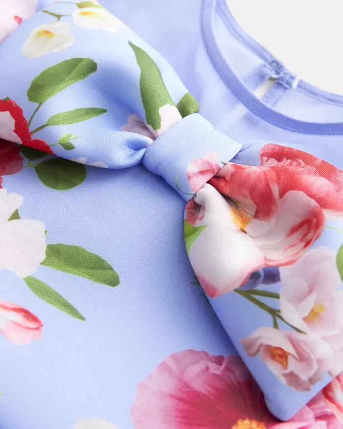 Kids CASSDEE 8211 Print Scuba Dress With Oversize Bow Blue Ted Baker Dresses Kids CASSDEE 8211 Print Scuba Dress With Oversize Bow Blue Ted Baker Dresses