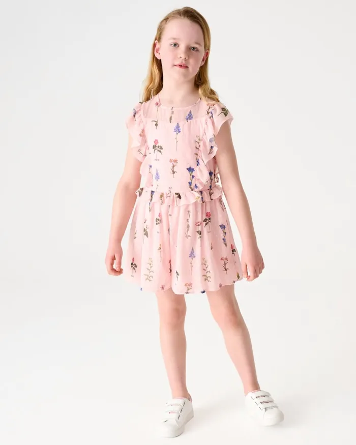 Kids CLEMMYY 8211 Chiffon Printed Frill Trim Playsuit Pink Ted Baker Younger Girls Kids CLEMMYY 8211 Chiffon Printed Frill Trim Playsuit Pink Ted Baker Younger Girls