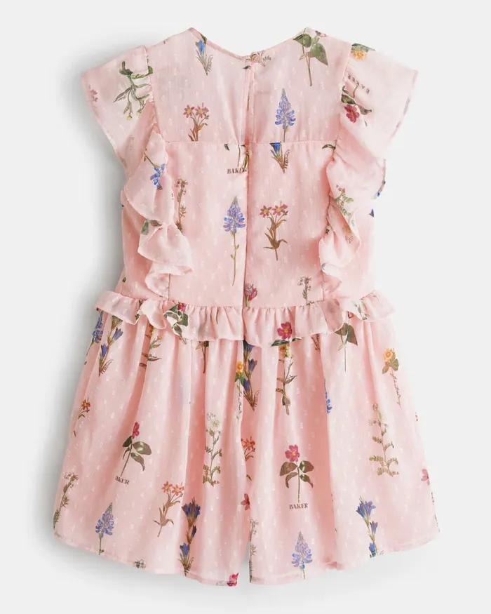 Kids CLEMMYY 8211 Chiffon Printed Frill Trim Playsuit Pink Ted Baker Younger Girls Kids CLEMMYY 8211 Chiffon Printed Frill Trim Playsuit Pink Ted Baker Younger Girls