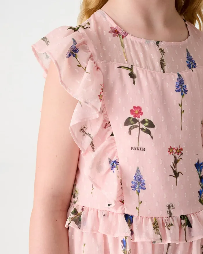 Kids CLEMMYY 8211 Chiffon Printed Frill Trim Playsuit Pink Ted Baker Younger Girls Kids CLEMMYY 8211 Chiffon Printed Frill Trim Playsuit Pink Ted Baker Younger Girls