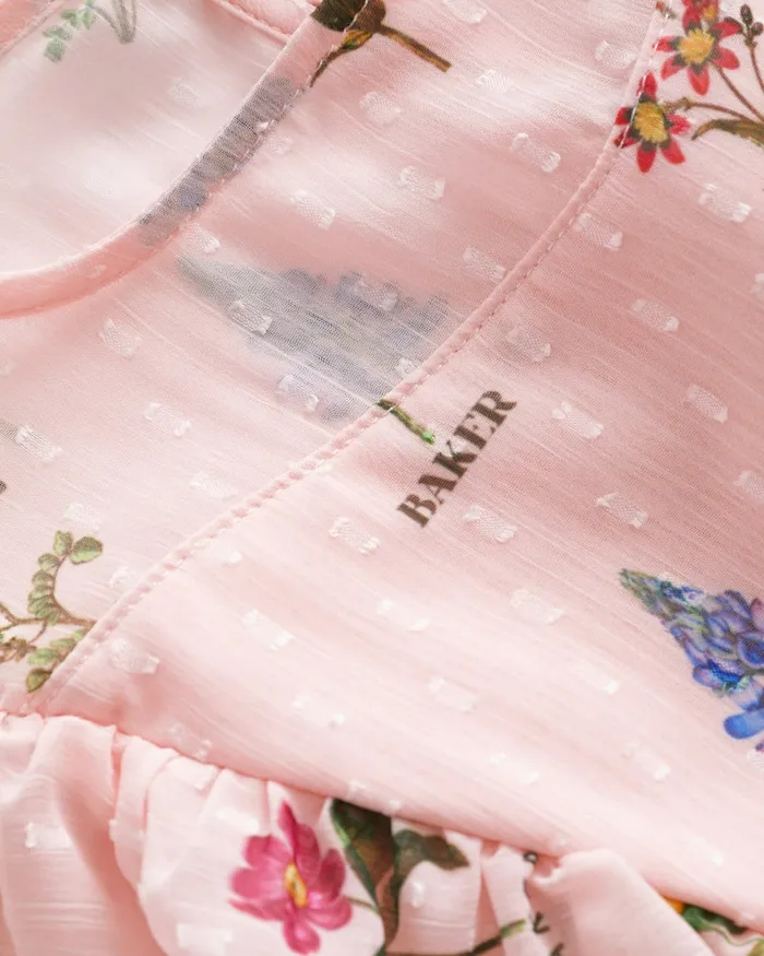 Kids CLEMMYY 8211 Chiffon Printed Frill Trim Playsuit Pink Ted Baker Younger Girls Kids CLEMMYY 8211 Chiffon Printed Frill Trim Playsuit Pink Ted Baker Younger Girls
