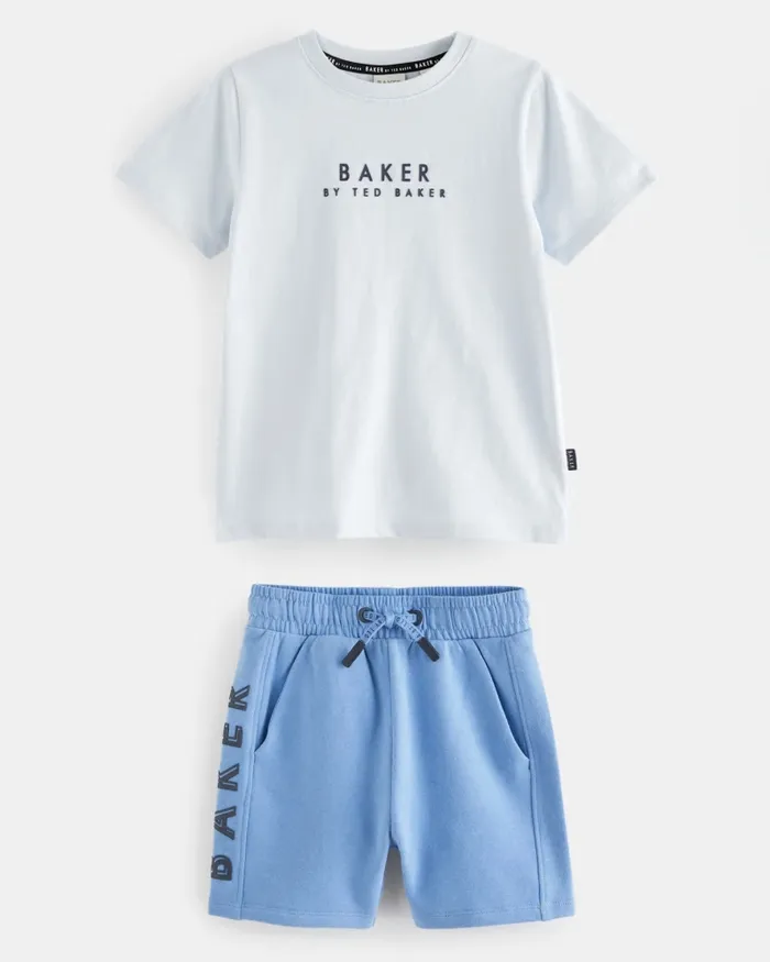 Kids CRAKLES 8211 Branded Cotton TShirt And Shorts Set Blue Ted Baker Sets and Outfits Kids CRAKLES 8211 Branded Cotton TShirt And Shorts Set Blue Ted Baker Sets and Outfits