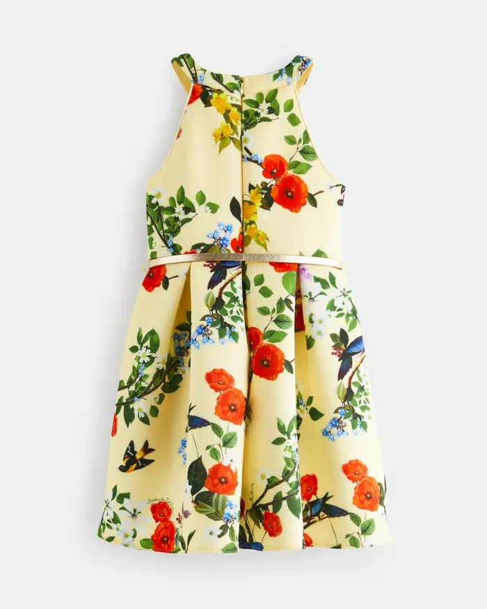 Kids DAFFNYY 8211 Floral Print Scuba Belted Dress Yellow Ted Baker Older Girls Kids DAFFNYY 8211 Floral Print Scuba Belted Dress Yellow Ted Baker Older Girls
