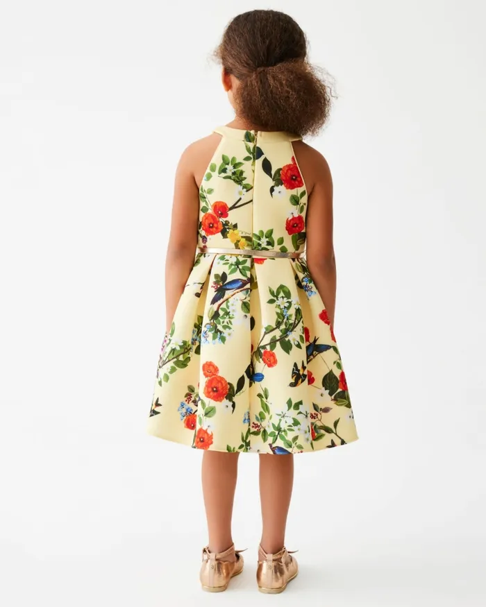 Kids DAFFNYY 8211 Floral Print Scuba Belted Dress Yellow Ted Baker Older Girls Kids DAFFNYY 8211 Floral Print Scuba Belted Dress Yellow Ted Baker Older Girls