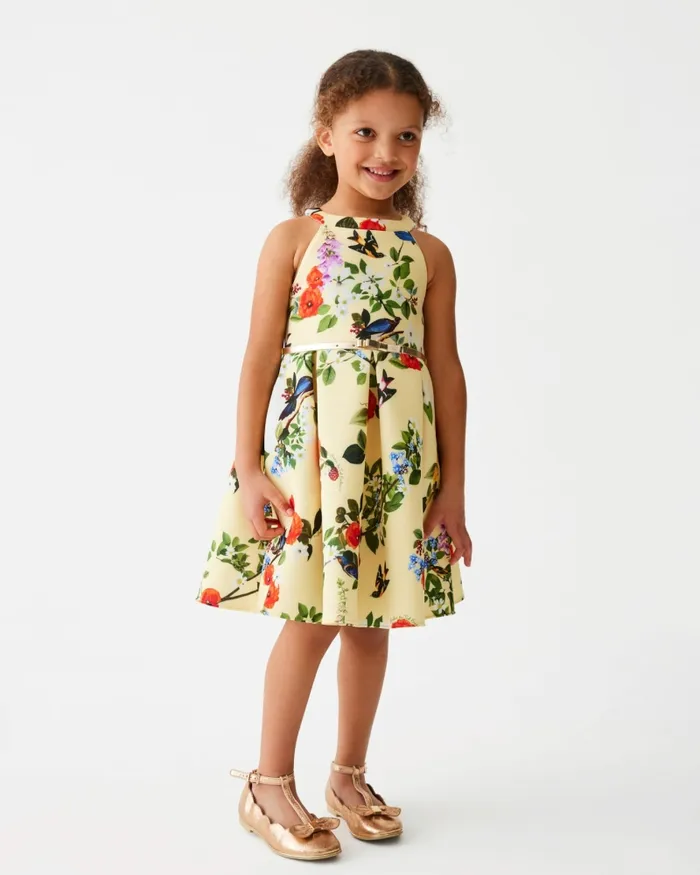Kids DAFFNYY 8211 Floral Print Scuba Belted Dress Yellow Ted Baker Older Girls Kids DAFFNYY 8211 Floral Print Scuba Belted Dress Yellow Ted Baker Older Girls
