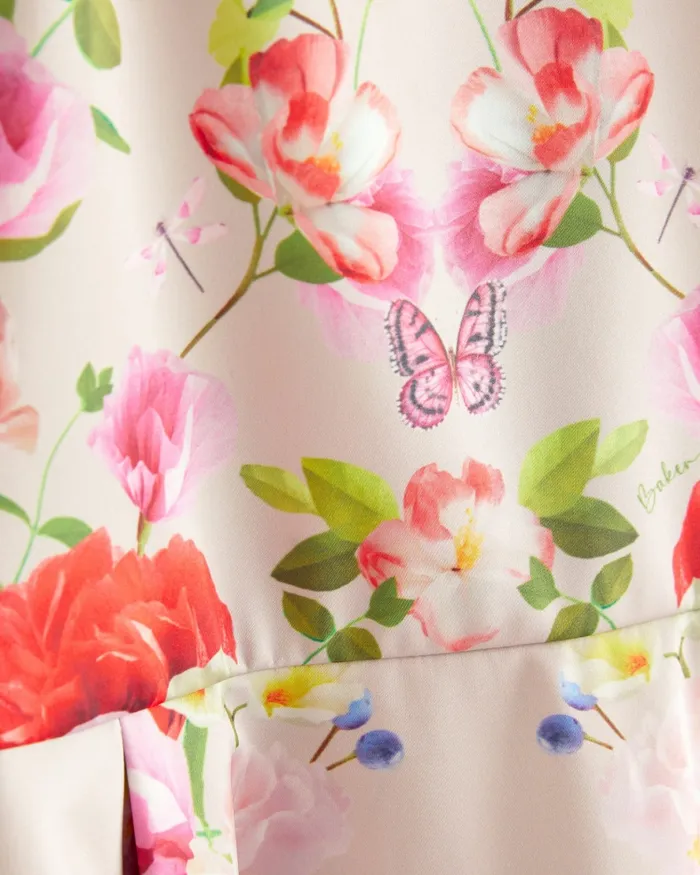Kids DAVEYNA 8211 Satin Floral Halter Neck Dress White Ted Baker Older Girls