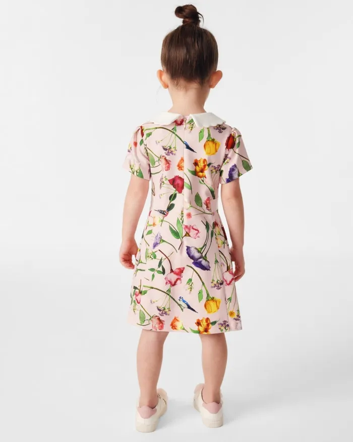 Kids DAYNICA 8211 Floral Print Collared Ponte Dress Pink Ted Baker Dresses