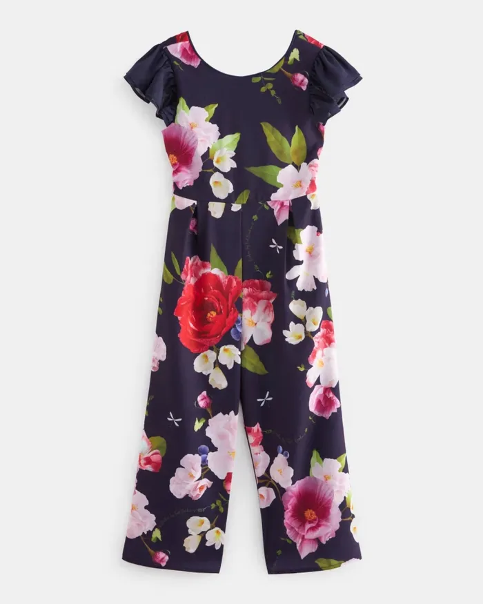 Kids DOLLEEY 8211 Floral Jumpsuit With Back Cut Out Navy Ted Baker Older Girls Kids DOLLEEY 8211 Floral Jumpsuit With Back Cut Out Navy Ted Baker Older Girls