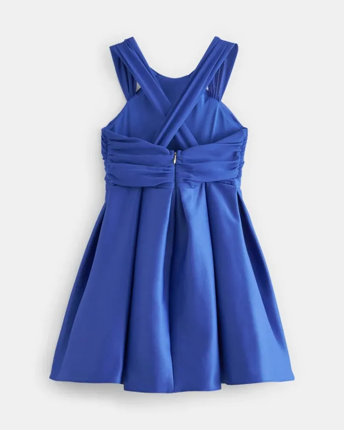 Kids ELISSY 8211 Chiffon Strap Sleeveless Scuba Dress Blue Ted Baker Dresses