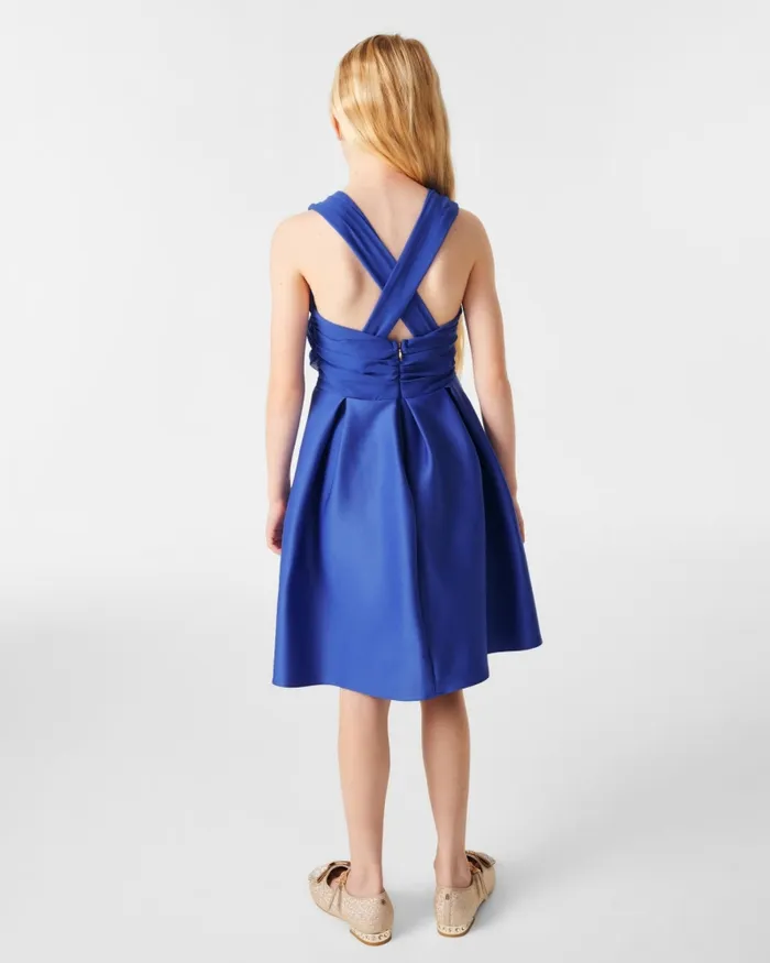 Kids ELISSY 8211 Chiffon Strap Sleeveless Scuba Dress Blue Ted Baker Dresses