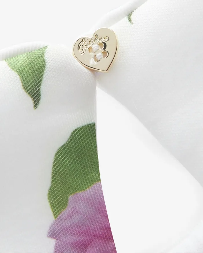 Kids FLORLLA 8211 Floral Cut Out Detail Scuba Dress White Ted Baker Dresses