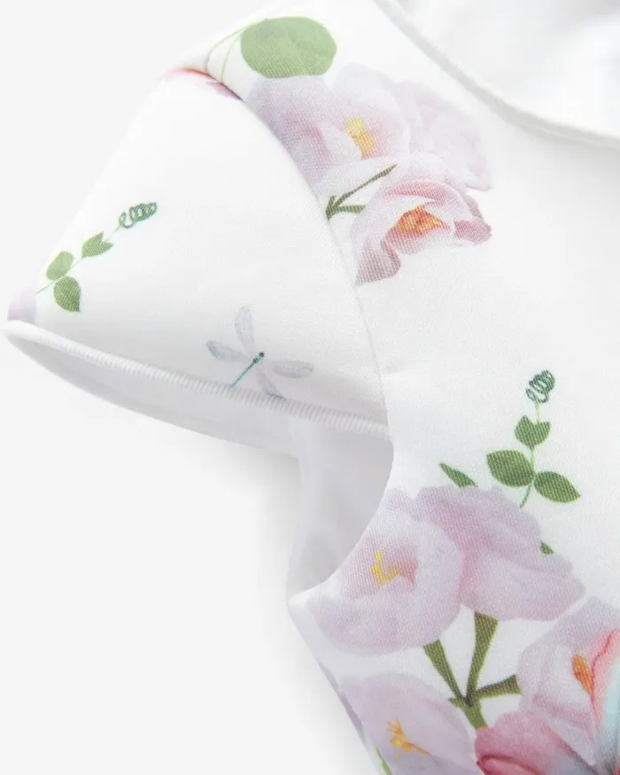 Kids FLORLLA 8211 Floral Cut Out Detail Scuba Dress White Ted Baker Dresses
