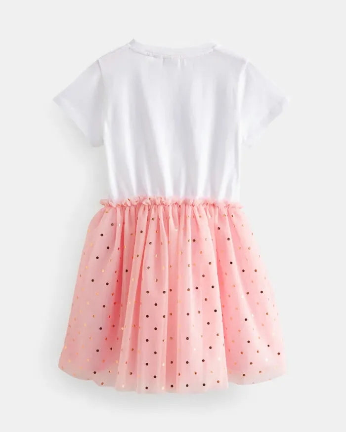 Kids HARPUUR 8211 Mockable Metallic Detail Mesh Dress Pink Ted Baker Dresses