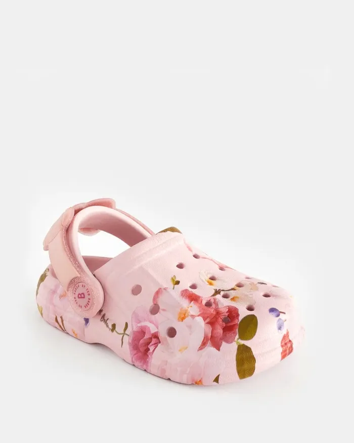 Kids JELLIEY 8211 Floral Clogs With Sparkly Bow Strap Pink Ted Baker Younger Girls Kids JELLIEY 8211 Floral Clogs With Sparkly Bow Strap Pink Ted Baker Younger Girls