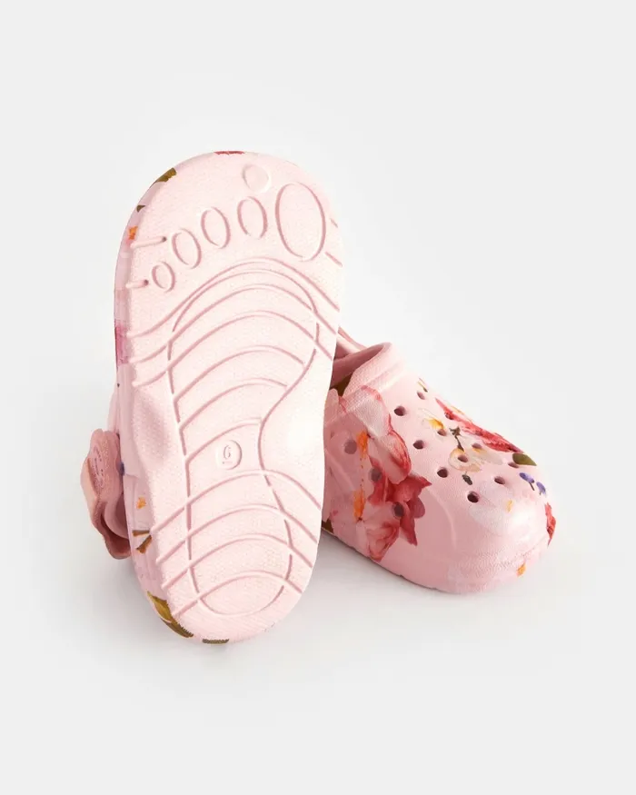 Kids JELLIEY 8211 Floral Clogs With Sparkly Bow Strap Pink Ted Baker Younger Girls Kids JELLIEY 8211 Floral Clogs With Sparkly Bow Strap Pink Ted Baker Younger Girls