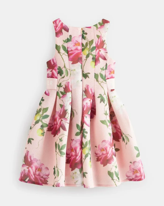 Kids KEEYLII 8211 Sleeveless Floral Pleated Mesh Dress Pink Ted Baker Dresses