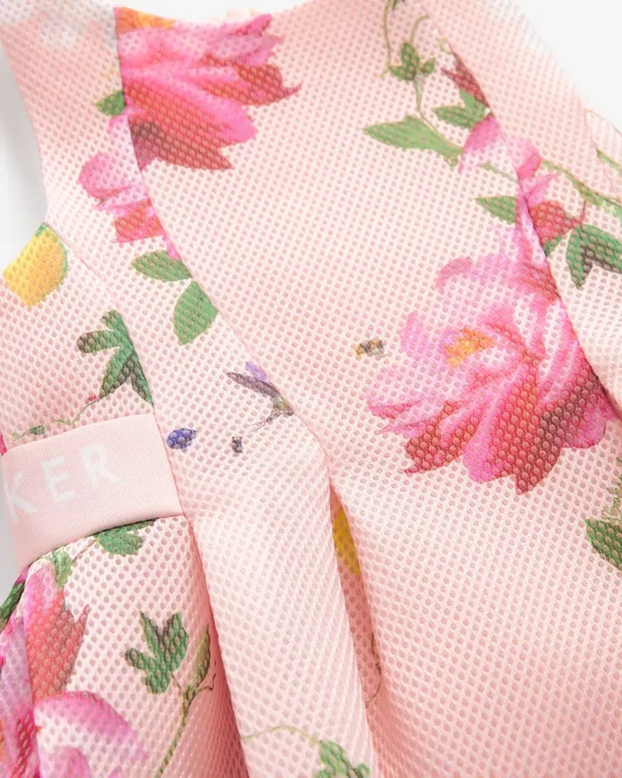 Kids KEEYLII 8211 Sleeveless Floral Pleated Mesh Dress Pink Ted Baker Dresses