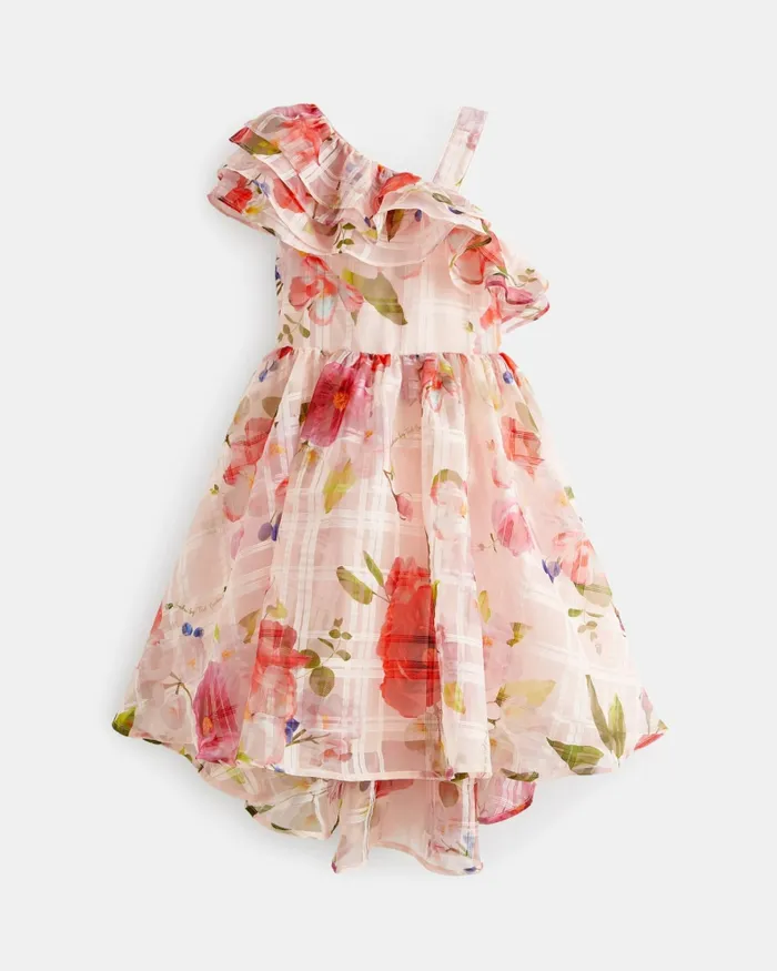 Kids LACLLE 8211 One Shoulder Floral Burnout Dress Pink Ted Baker Dresses Kids LACLLE 8211 One Shoulder Floral Burnout Dress Pink Ted Baker Dresses